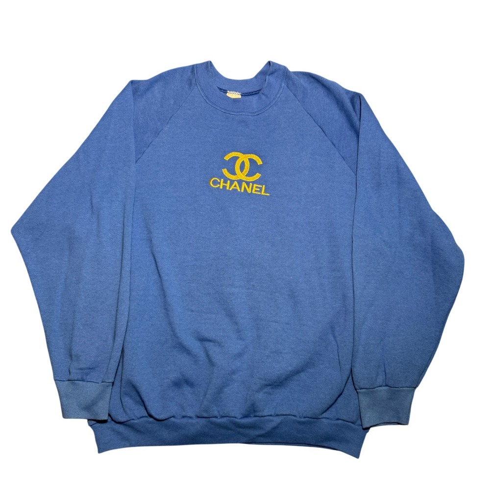 Vintage 90s Fruit of the Loom Chanel Embroidered Sweatshirt XXL
